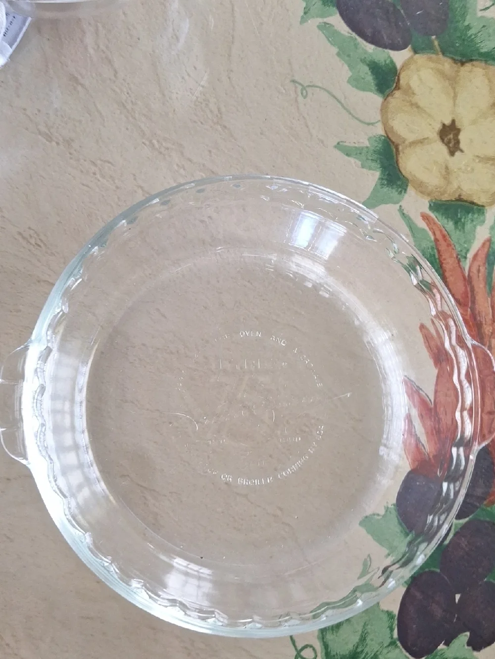 Pyrex Clear 75th Anniversary Glass Pie Plate with Scalloped Handled Rim